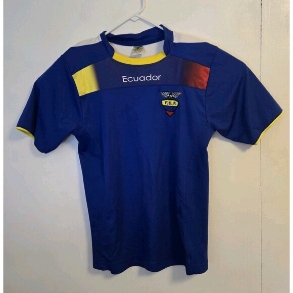 Ecuador Mens Small FEF Football Embroidered Jersey Shirt Blue Soccer - Picture 1 of 6
